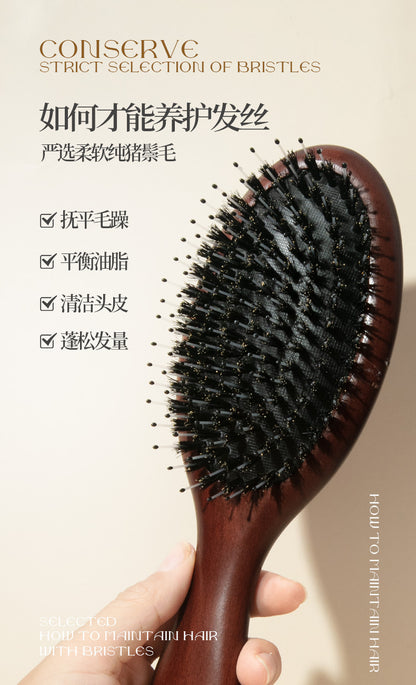 Natural and Authentic Boar Bristle Air Cushion Comb Air Bag Massage Comb Scalp Meridian Fluffy Bamboo Comb Beech Wood Comb Wholesale