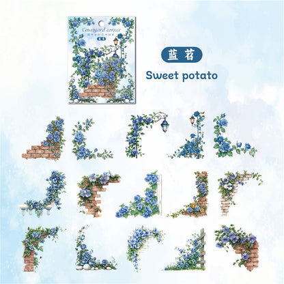 Carefully Selected Retrostory Corner Stickers Ins Style Flower Collage DIY Border Handbook Landscaping Decoration Material Stickers
