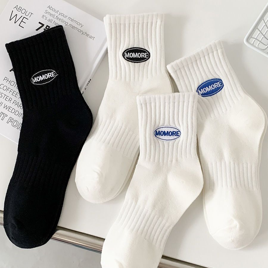 Socks Men's Autumn Spring and Autumn New Solid Color Casual All-match Sports Style Basketball Fashionable Socks Comfortable Men's Mid-tube Socks