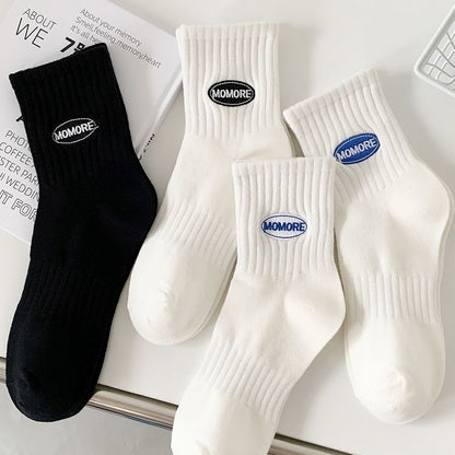 Socks Men's Autumn Spring and Autumn New Solid Color Casual All-match Sports Style Basketball Fashionable Socks Comfortable Men's Mid-tube Socks