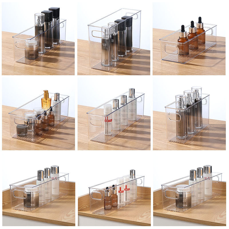 Desktop Storage Box Narrow Long Slim High Gap Transparent Acrylic Snack Kitchen Mirror Cabinet File Bathroom Cosmetics