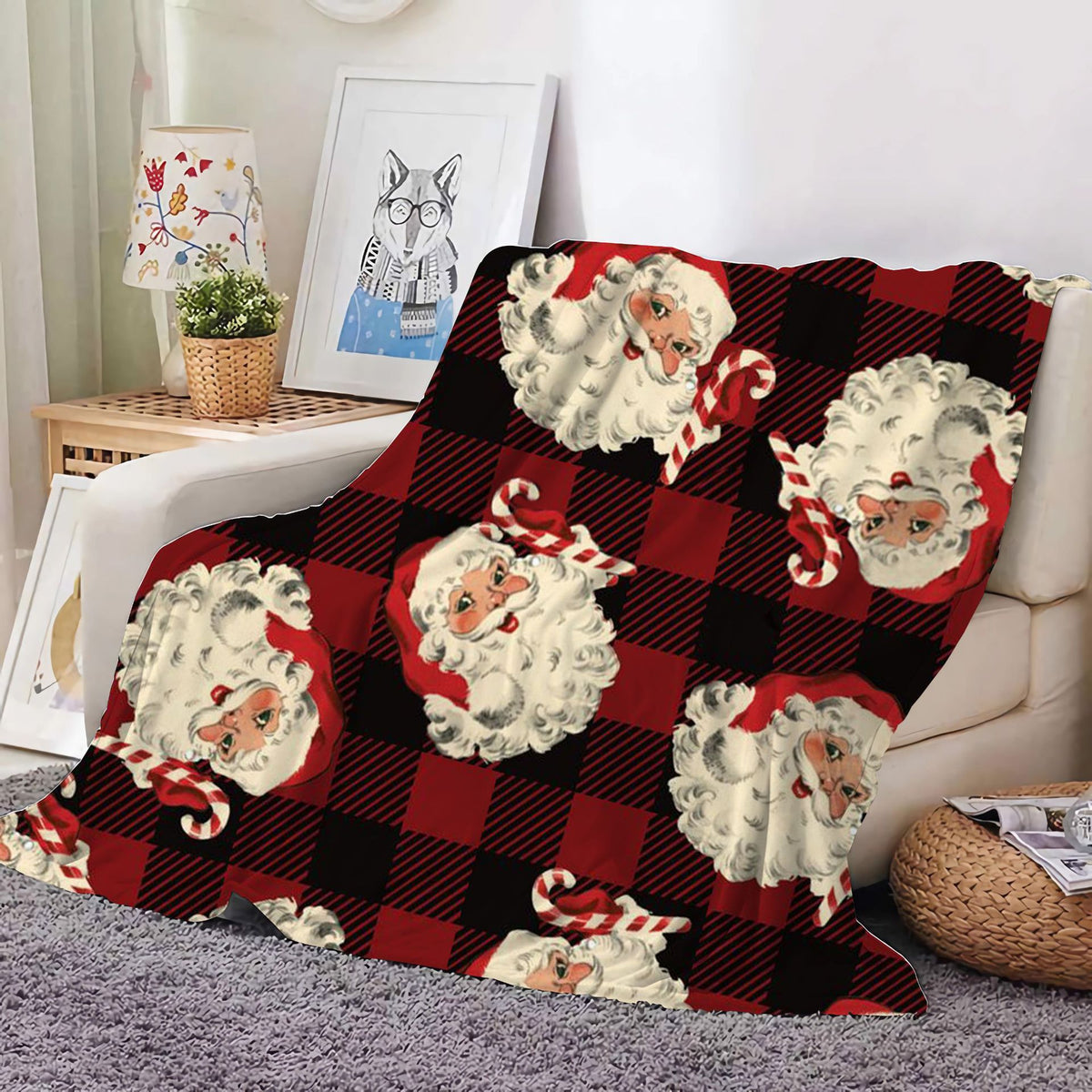 Christmas Decoration Blanket Holiday Blanket Red Festive Blanket Christmas Tree Polo Sofa Blanket Flannel Blanket