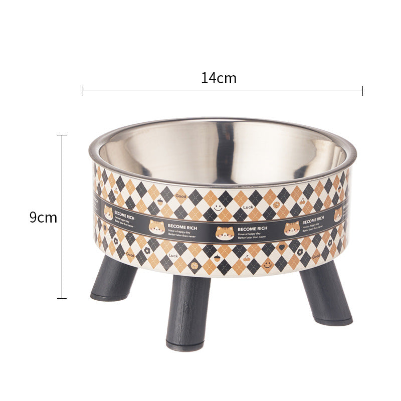 Pet stainless steel bowl non-slip large capacity dog bowl cat goblet bowl neck protection pet bowl anti-knock cat bowl new