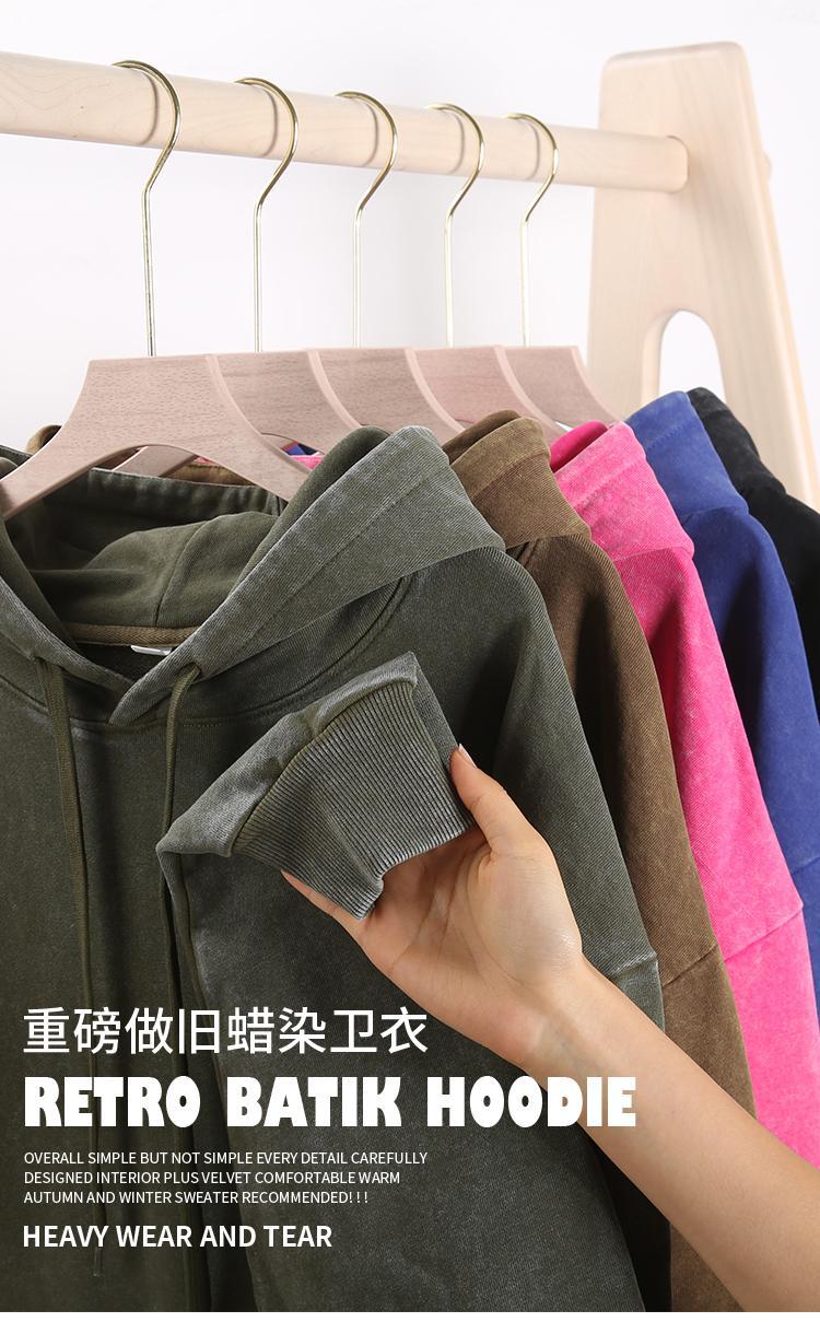 Trendy Brand Heavyweight Pure Cotton Terry 400g Washed Distressed Crew Neck Sweatshirt Hoodie Retro Sweatshirt with Printed Logo
