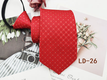 Factory In-Stock Zipper Tie Men's Formal Business 8cm Lazy Tie Red Black Striped Workplace Striped Tie