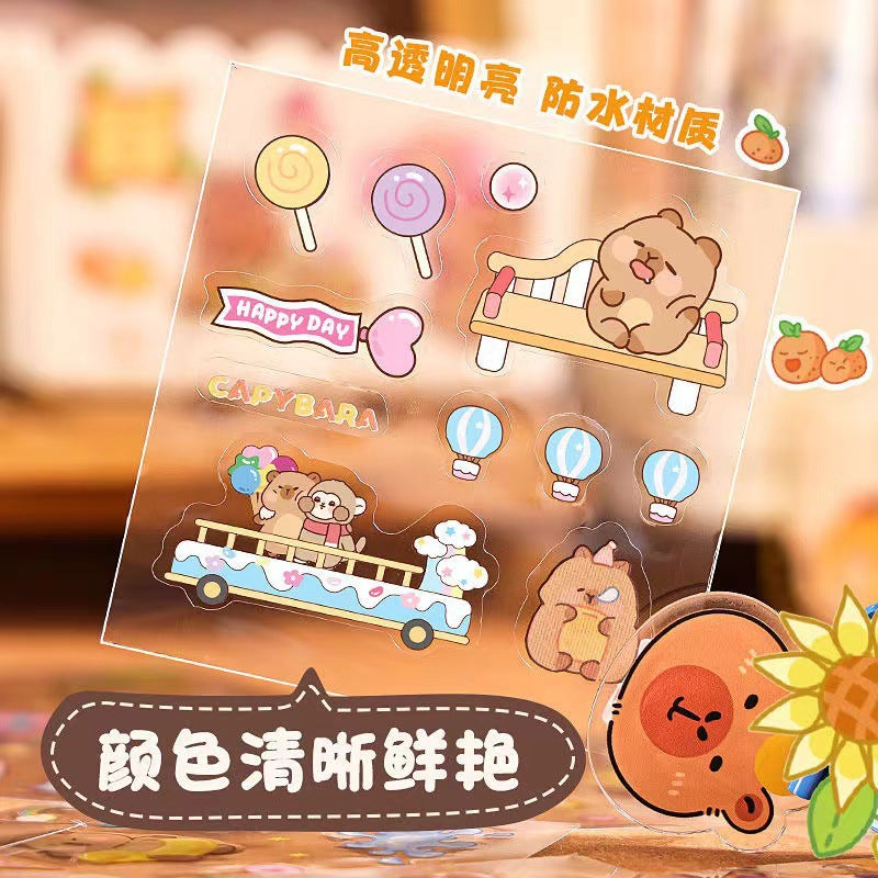 Kapibara Planner Stickers Cartoon Capybara Pet Student DIY Stickers Waterproof Water Bottle Phone Case Adhesive Laser
