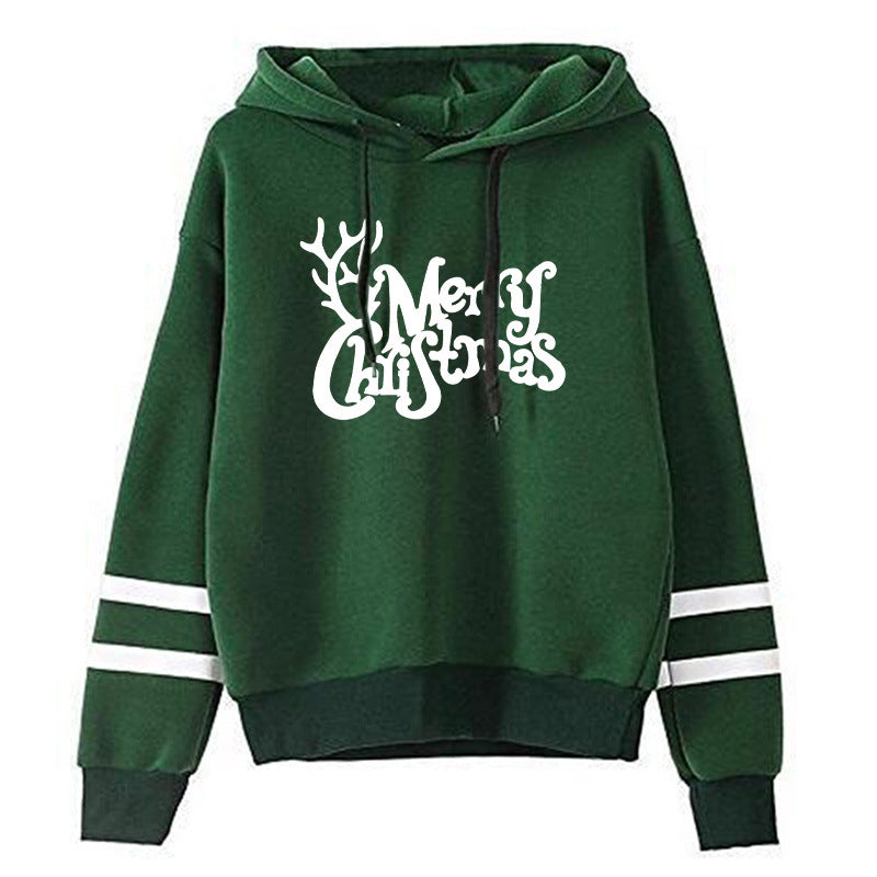Europe and the United States Amazon cross-border foreign trade Christmas Merry Christmas printed parallel bars hooded sweater plus size