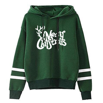 Europe and the United States Amazon cross-border foreign trade Christmas Merry Christmas printed parallel bars hooded sweater plus size