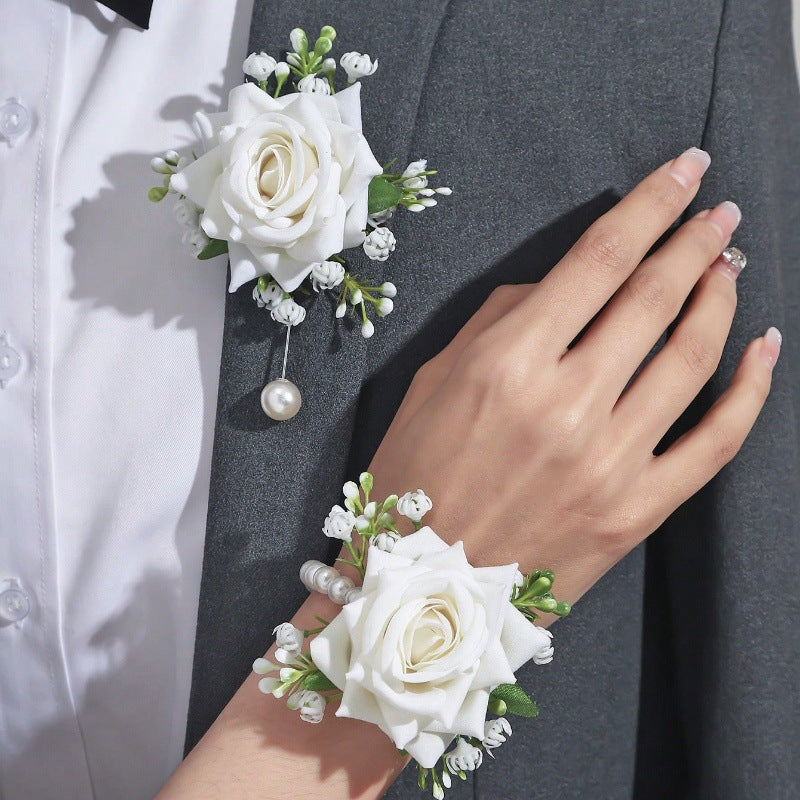 Amazon cross-border new rose wrist flower corsage bridesmaid sister group decorative flower forest wrist flower manufacturers