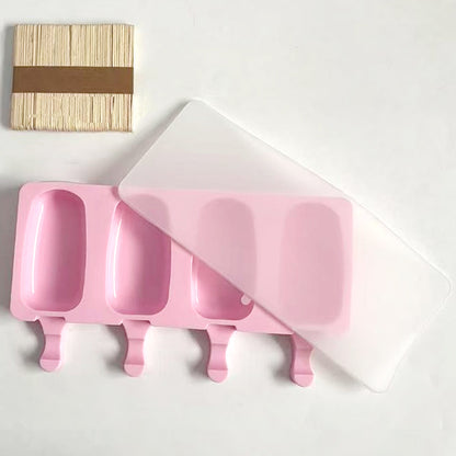 Cross-Border New Oval Ice Cream Mold with Lid, Easy to Release, Cheese Popsicle DIY Home Ice Cream Mold