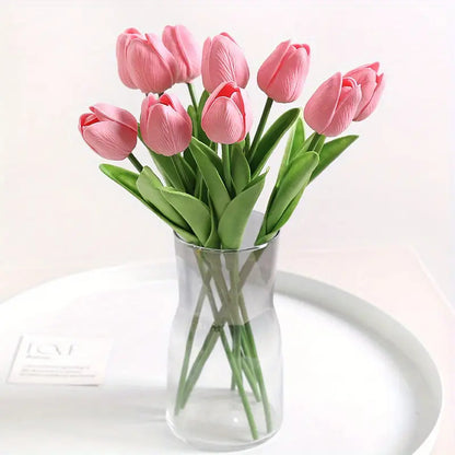 Pu Mini Tulip Artificial Flower Bouquet Cross-Border Artificial Flower Home Decoration Photo European Style Ornaments Factory Direct Sale