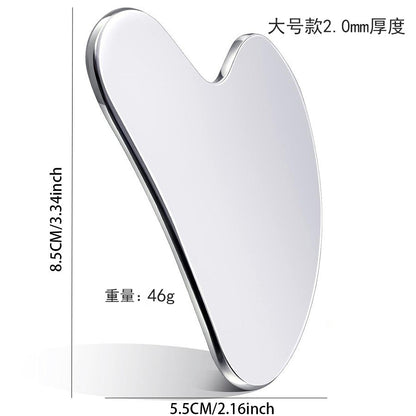 Factory direct stainless steel large heart-shaped scraping plate hand face scraping metal massage beauty tools wholesale