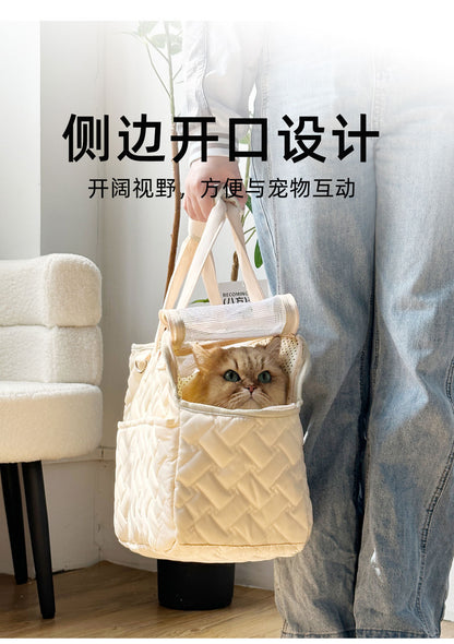 Cat Bag Outgoing Portable Breathable Shoulder Breathable Small Dog Bag Portable Lightweight Canvas Cat Pet Crossbody Backpack