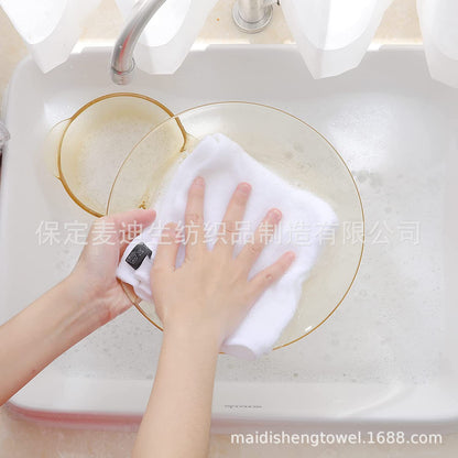 Cross-border Amazon pure cotton honeycomb kitchen dishwashing square towel can be suit with hook waffle square towel generation sticker code