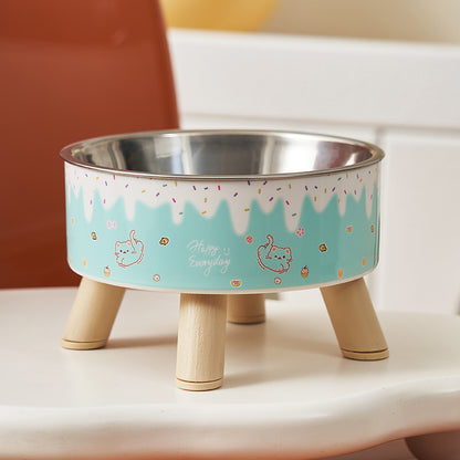Pet Bowl Anti-overturning Cat Bowl Pet Stainless Steel Dog Bowl Cat Neck Protection High Foot Bowl Dog Food Utensils Cross-border New