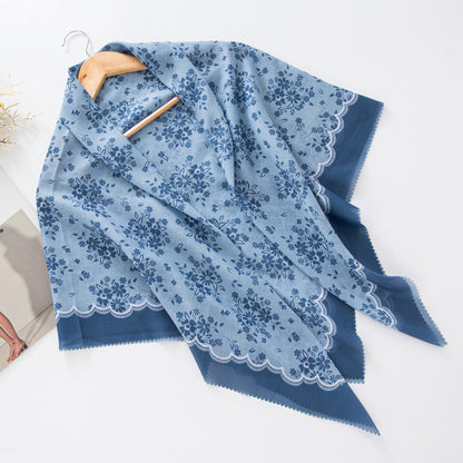 Cross-Border New Product Voile Print 110 Square Scarf Classic Lace Scarf Turban Malaysian Shawl