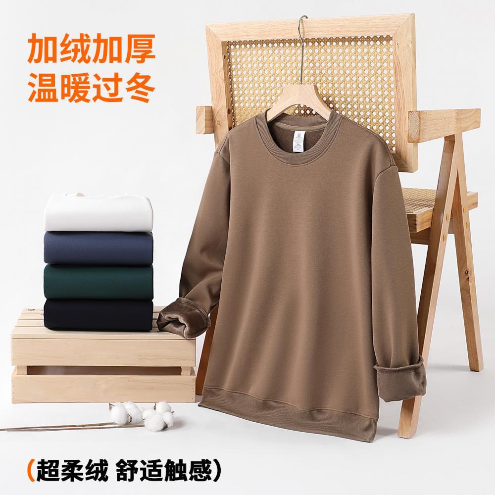 Cross-Border Heavy Sweatshirt with Logo Printed on It, Group Annual Meeting Cultural Shirt, Advertising Shirt Design, Velvet Round Neck Sweatshirt, Work Clothes
