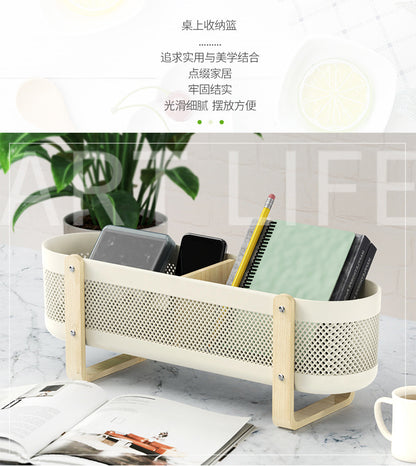 Household Desktop with Partition Room Basket Bathroom Cosmetics Large Capacity Storage Basket Creative and Practical Storage Rack