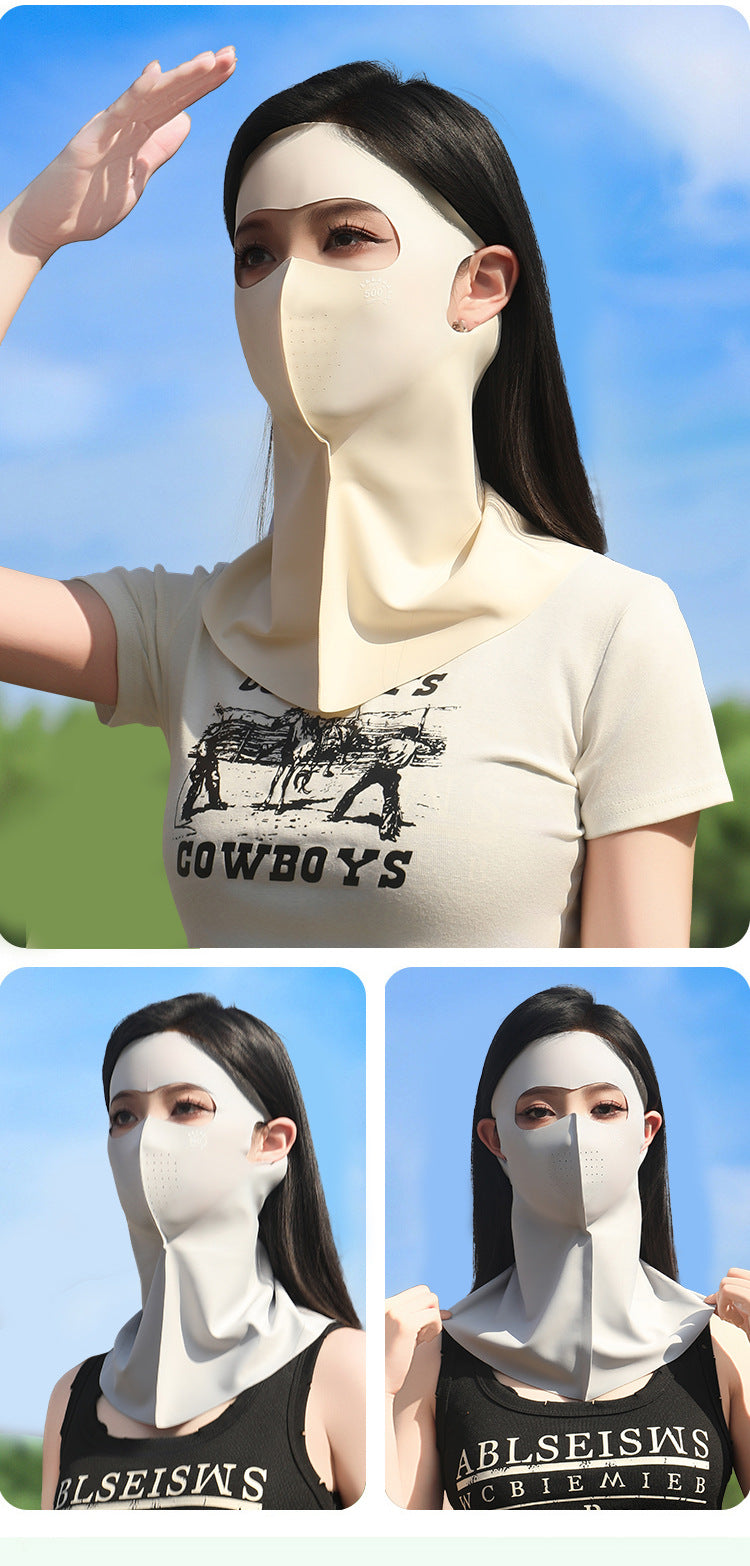 UPF500 Sunscreen Face Gini Mask Women's UV Protection Ice Silk Summer Breathable 7A Antibacterial Hyaluronic Acid Mask