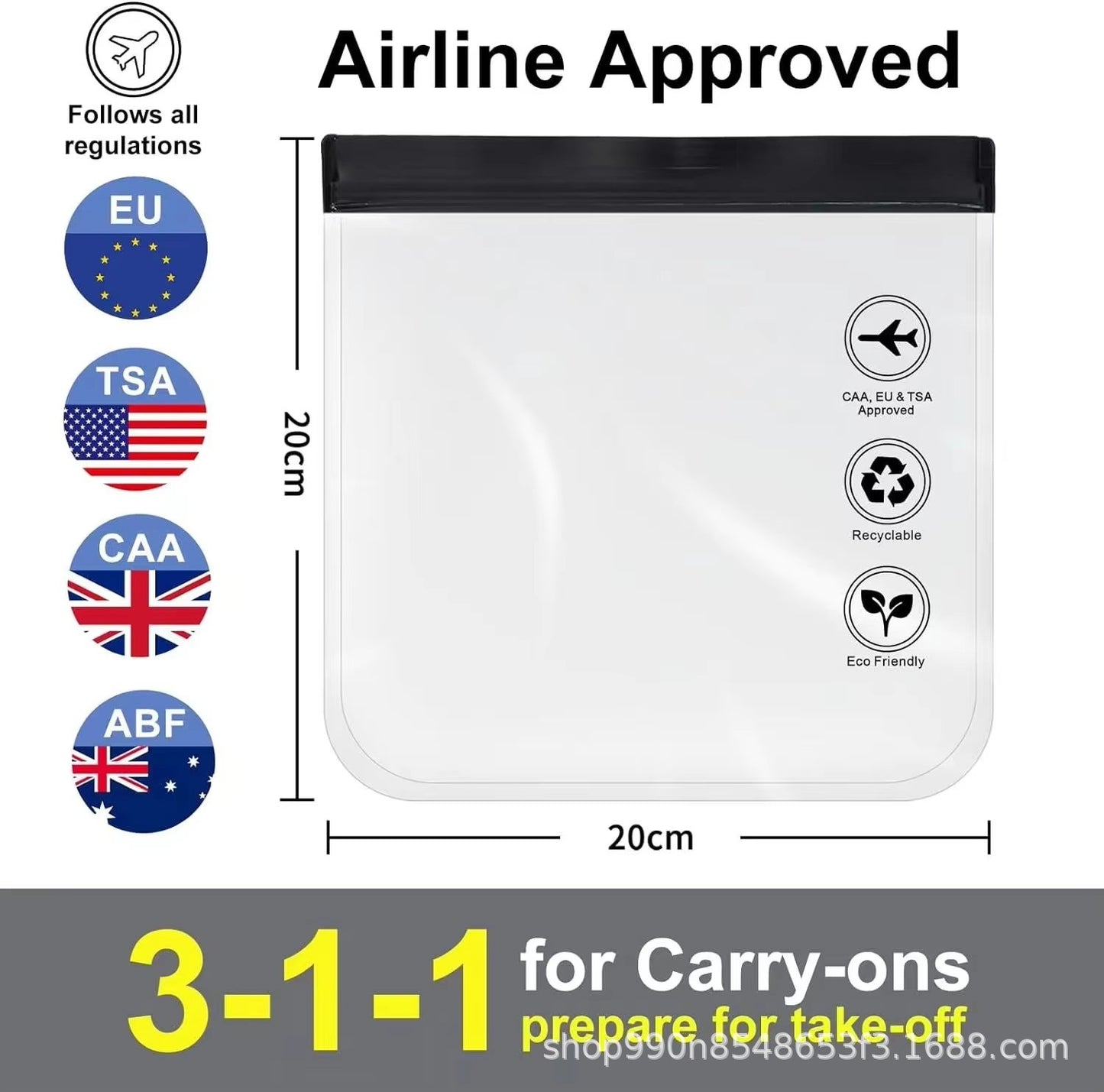 Transparent Eva Travel Use Waterproof Flight Makeup Waterproof Women's Reusable Airport Security Wash