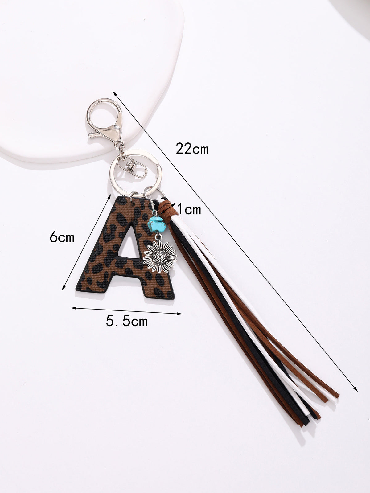 New Western Denim Style Leopard Oil-trimmed Leather Letter A Korean Velvet Tassel Combination Keychain Pendant Bag