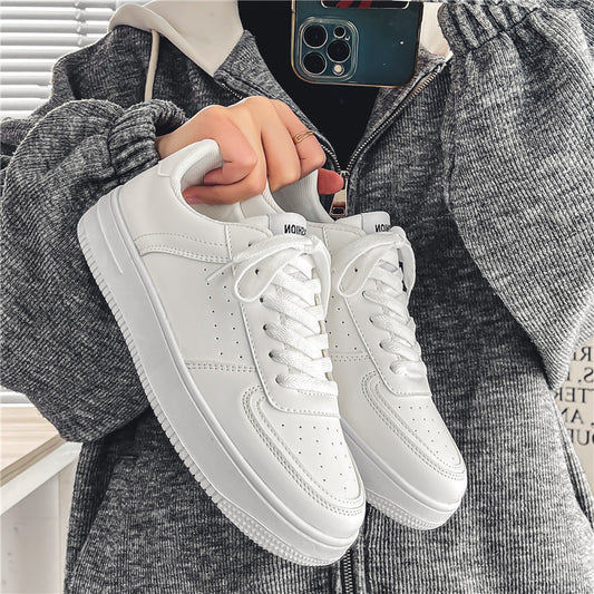 White Shoes Men's Summer Breathable Youth Casual All-match Men's Shoes 2024 New Student Pure White Sports Shoes