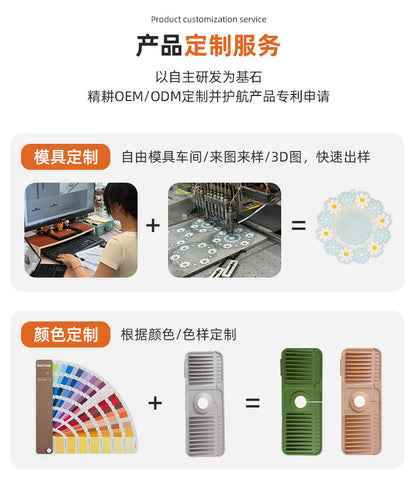 Cross-Border Button Silicone Faucet Drain Pad Kitchen Sink Storage Pad Washbasin Leak-Proof Anti-Slip Pad Wholesale