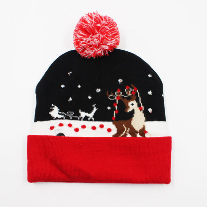 Korean Internet Celebrity Style Snowflake Christmas Hat, Warm and Cold-Proof Women's Knitted Hat with Pom-Pom, Ear-Protecting Yarn Hat, Light Luxury Style
