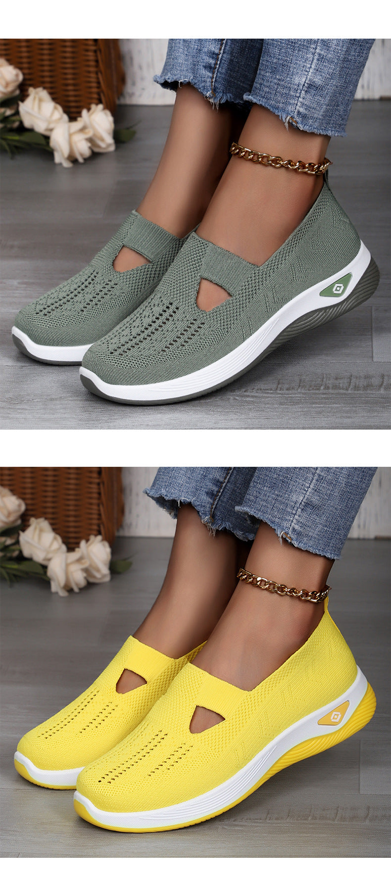 Women's Shoes Cross-Border Large Size Casual Shoes Fly-Knit Breathable Shoes Women's Lightweight and Comfortable Mesh Shoes Soft Sole Shallow Shoes