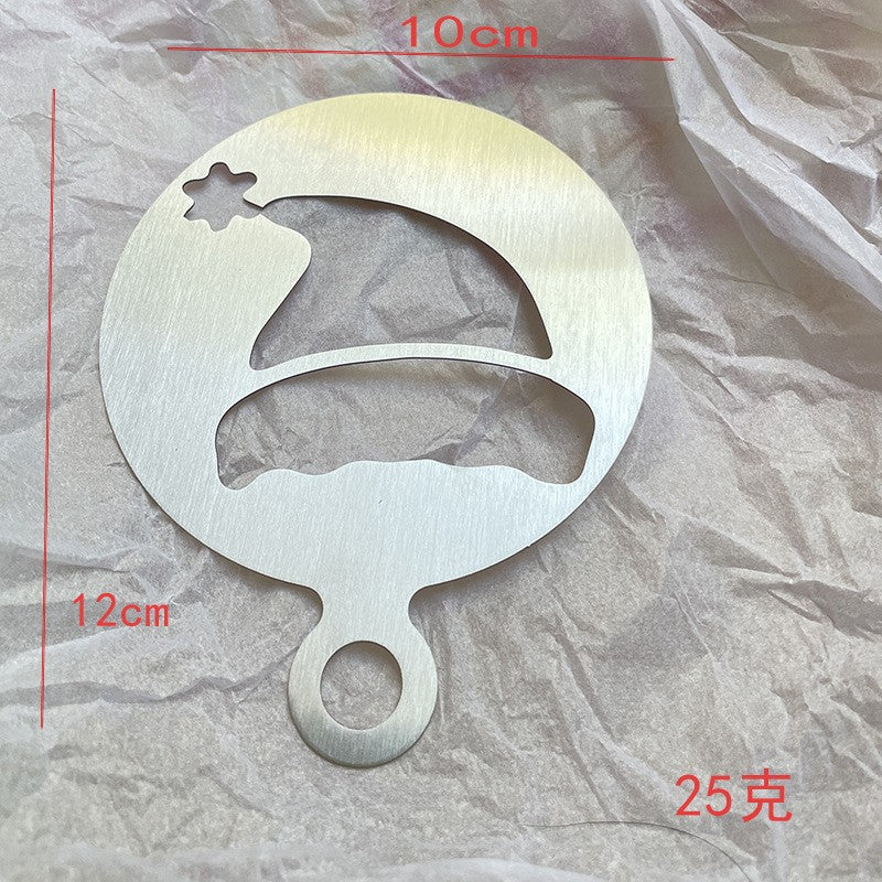 Factory Direct sales Christmas creative stainless steel coffee Garland piece mold portable coffee milk bubble spray flower printing template