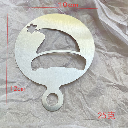 Factory Direct sales Christmas creative stainless steel coffee Garland piece mold portable coffee milk bubble spray flower printing template