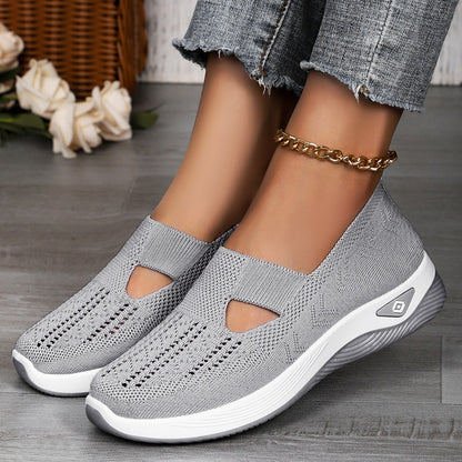 Women's Shoes Cross-Border Large Size Casual Shoes Fly-Knit Breathable Shoes Women's Lightweight and Comfortable Mesh Shoes Soft Sole Shallow Shoes