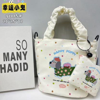 In-Stock New Small Cloth Bag Ins Cute Cartoon Women's Summer Cloth Bag Handbag Casual Tote Bag Upgrade