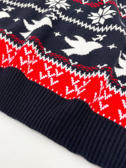 2025 Autumn and Winter European and American Christmas Pullover Jacquard Sweater Christmas Elk Snowflake Element Round Neck Knitted Couple Outfit