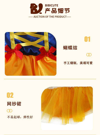 Dog Clothes Snow White Skirt Halloween Pet Dog Clothes Teddy Bears Schnery Pet Costume