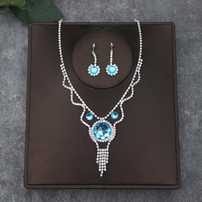 Korean Bride Necklace Earrings Two-piece Decorations Wedding Yarn Wedding Jewelry Wedding Accessories Dance Studio