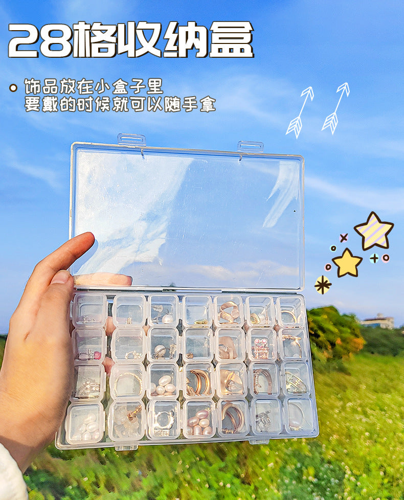 Jewelry Box Jewelry Storage Box Anti-oxidation Box Earrings Card Transparent Multi-compartment Portable Multifunctional Storage Box
