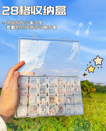 Jewelry Box Jewelry Storage Box Anti-oxidation Box Earrings Card Transparent Multi-compartment Portable Multifunctional Storage Box