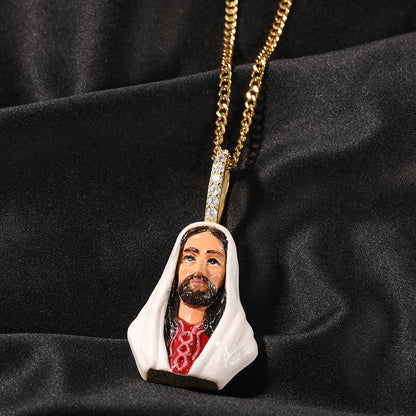European and American New Products Copper Material Enamel Men's Avatar Personalized Hip-Hop Pendant Necklace Trendy Accessories Jewelry Wholesale