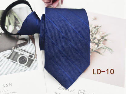 Factory In-Stock Zipper Tie Men's Formal Business 8cm Lazy Tie Red Black Striped Workplace Striped Tie