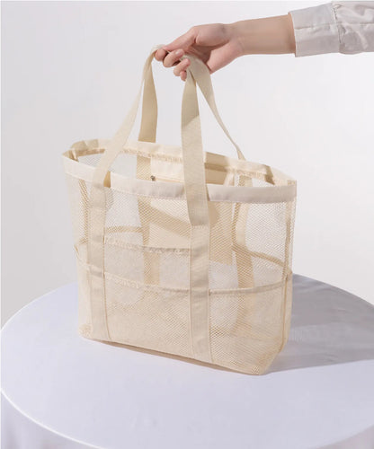 Korean Mesh Beach Bag Large Capacity Swimming Fitness Bag Travel Portable Storage Bag Multi-Pocket Swimsuit Storage Bag