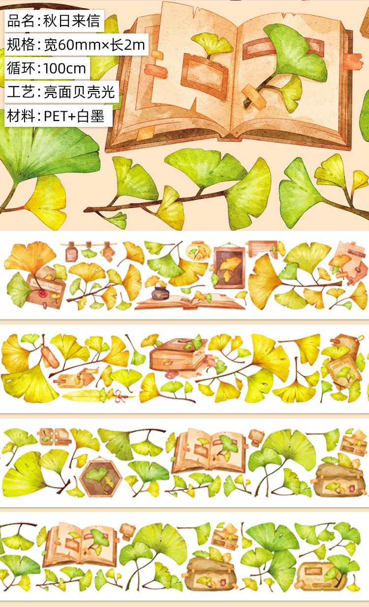 New pet Journal tape flower special material autumn letter simple full roll material shell optical flow hemp Journal tape