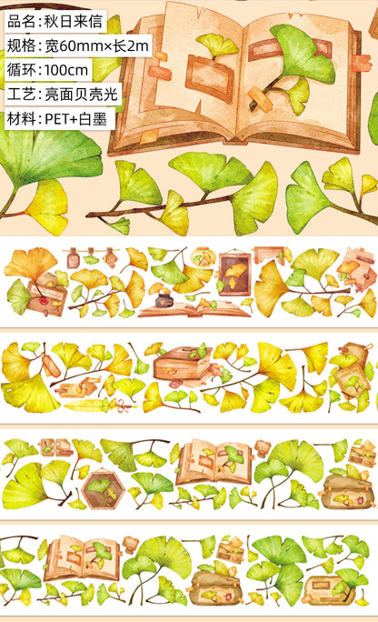 New pet Journal tape flower special material autumn letter simple full roll material shell optical flow hemp Journal tape