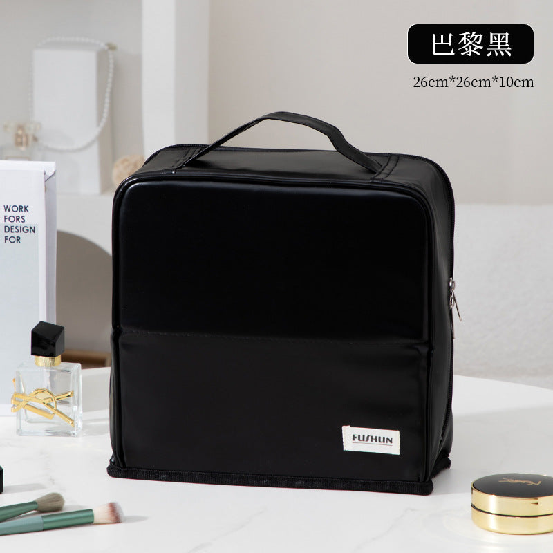 Vertical Cosmetic Bag, Large Capacity, Women's Pencil Case, Travel Pu Waterproof, Can Be Hung on Luggage, Makeup Brush Storage Bag