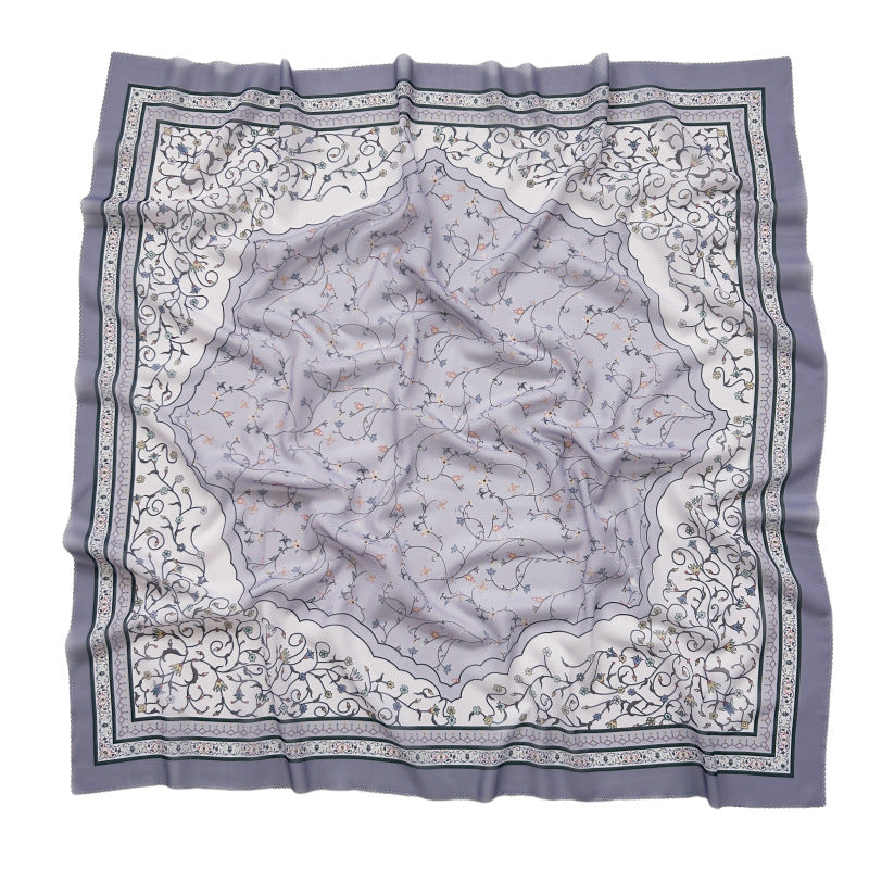 Cross-Border New Product Voile Print 110 Square Scarf Classic Lace Scarf Turban Malaysian Shawl