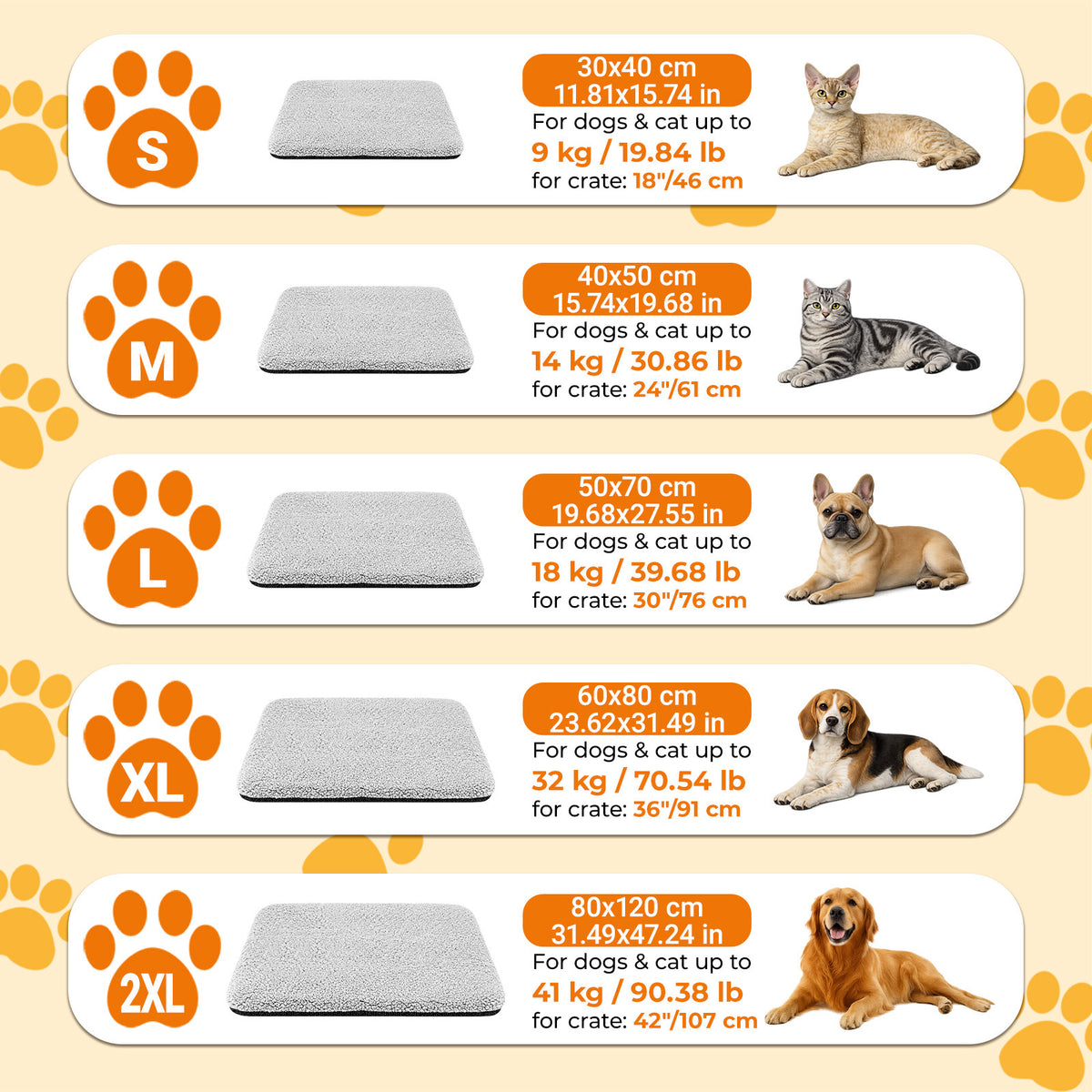 Super soft self-warming cat and dog bed, warm dog crate sleeping pad, washable non-slip pet nest mat