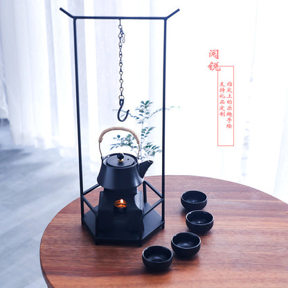 Yuerui New Rustic Pottery Constant Temperature Alcohol Tea Brewing Pot Set with Handle, Balcony Tea Brewing Stove Complete Set Wholesale Pottery