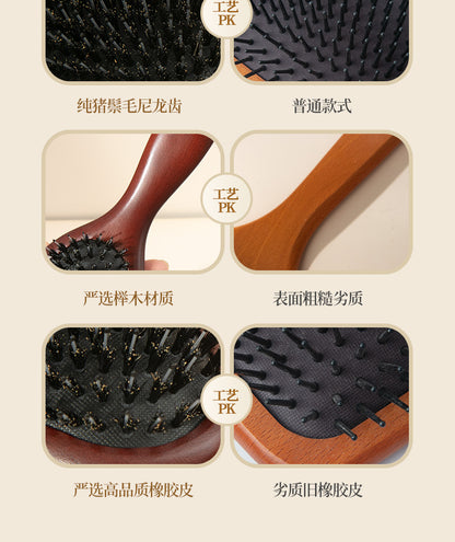 Natural and Authentic Boar Bristle Air Cushion Comb Air Bag Massage Comb Scalp Meridian Fluffy Bamboo Comb Beech Wood Comb Wholesale