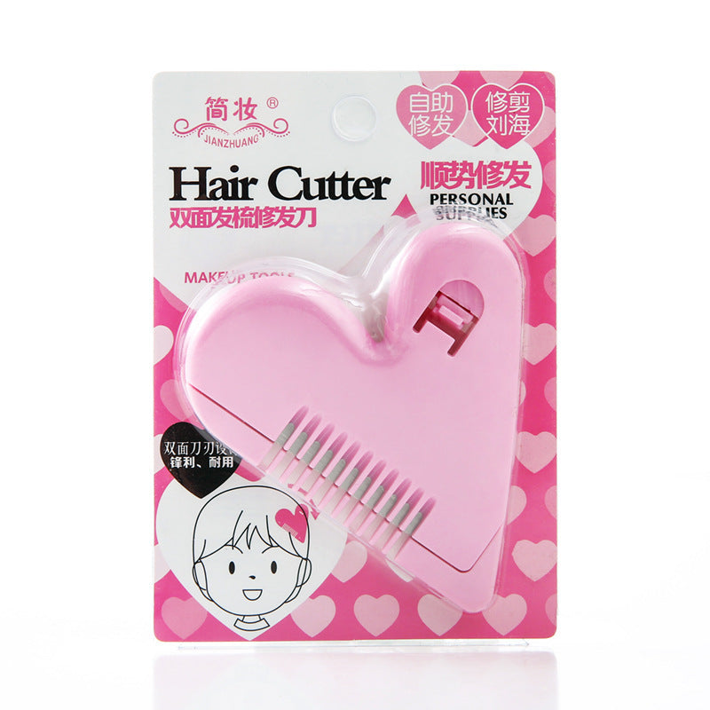 Heart Double-Sided Hair Comb Hair Trimming Knife Self-Service Trimming Bangs Scissors Thinning Hair Removal Tip Split Ends Beauty Tool