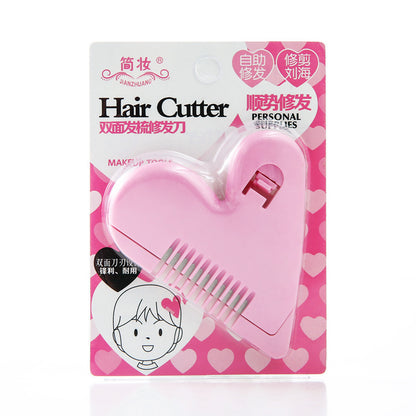 Heart Double-Sided Hair Comb Hair Trimming Knife Self-Service Trimming Bangs Scissors Thinning Hair Removal Tip Split Ends Beauty Tool